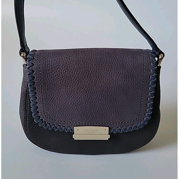 Kate Spade Adalise Crossbody Saddlebag Purple Pebbled Leather Chic Elevated - Picture 2 of 15